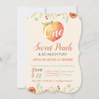 One Sweet Peach First Birthday Invitation