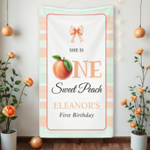 One sweet peach First Birthday watercolor stripes