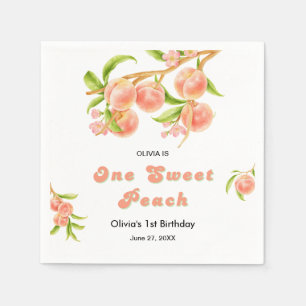 One Sweet Peach Fruit 1st Birthday  Napkin