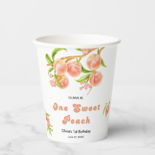 One Sweet Peach Fruit 1st Birthday Paper Cups