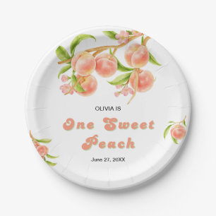 One Sweet Peach Fruit 1st Birthday Paper Plate