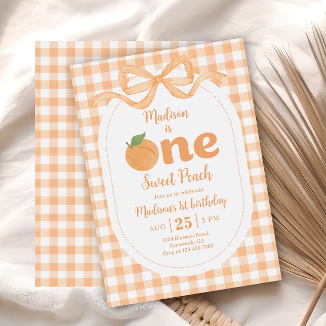 One Sweet Peach Girl 1st Birthday Invitation (Creator Uploaded)