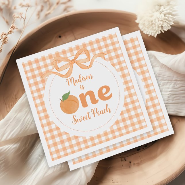 One Sweet Peach Girl 1st Birthday Napkin (Creator Uploaded)
