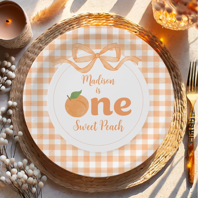 One Sweet Peach Girl 1st Birthday Paper Plate (Creator Uploaded)