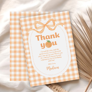 One Sweet Peach Girl 1st Birthday Thank You Card