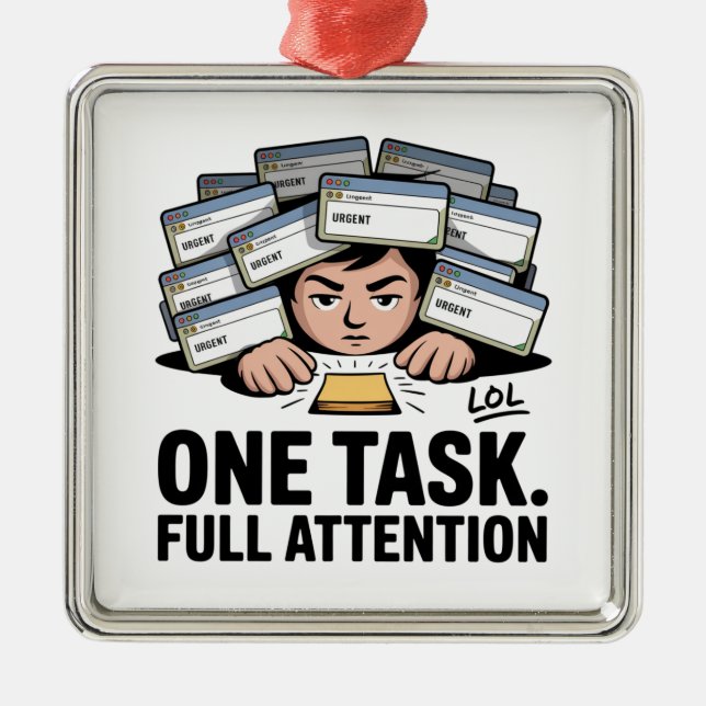 One Task. Full Attention Metal Tree Decoration (Front)