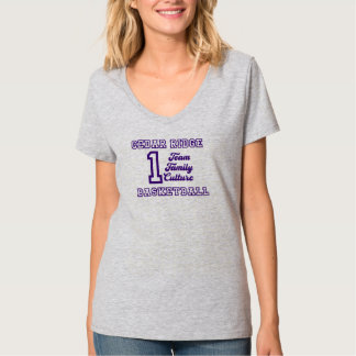 One Team Ladies Grey V-Neck  T-Shirt