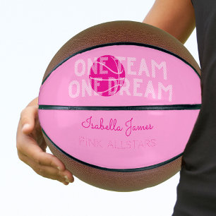 One Team One Dream Pink Personalized Basketball