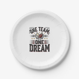 One Team One Dream Vintage Sports Team Shirt_1 Paper Plate