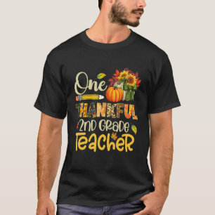One Thankful 2nd Grade Teacher Pumpkin Fall Thanks T-Shirt