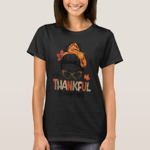 One Thankful Accountant Messy Bun Fall Autumn Than T-Shirt