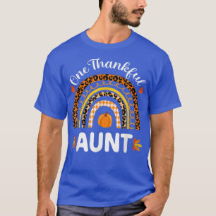 One Thankful Aunt Thanksgiving Rainbow Fall Leopar T-Shirt