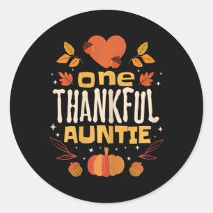 One Thankful Auntie Fall Thanksgiving Aunt  Classic Round Sticker