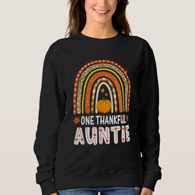 One Thankful Auntie Rainbow Leopard Fall Autumn Th Sweatshirt (Front)