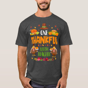 One Thankful Autism Teacher Fall Autumn Thanksgivi T-Shirt