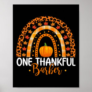 One Thankful Barber Rainbow Boho Fall Thanksgiving Poster