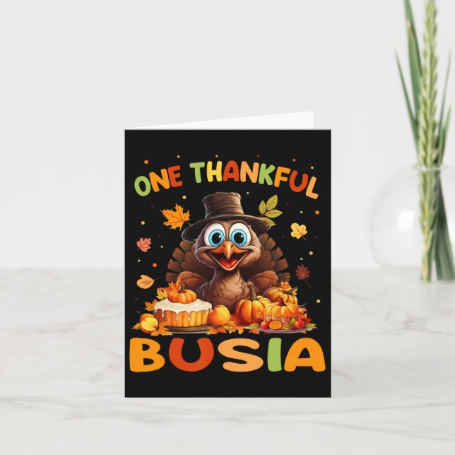 One Thankful Busia Graphic Fall Thanksgiving  Card (Front)