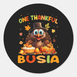 One Thankful Busia Graphic Fall Thanksgiving  Classic Round Sticker