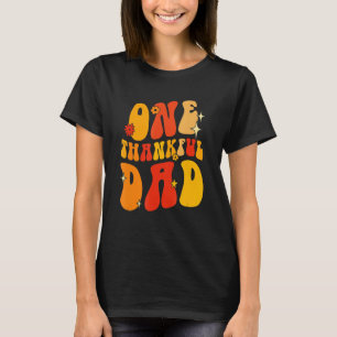 One Thankful Dad Retro Thanksgiving Groovy Style T-Shirt