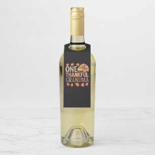 One Thankful Grandma Nana Turkey Thanksgiving Day Bottle Tag