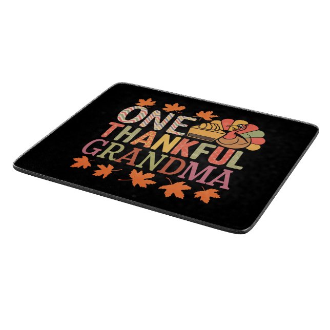 One Thankful Grandma Nana Turkey Thanksgiving Day Cutting Board (Corner)