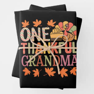 One Thankful Grandma Nana Turkey Thanksgiving Day Wrapping Paper Sheet