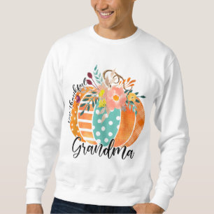 One Thankful Grandma Plaid Fall Pumpkin Thanksgivi Sweatshirt
