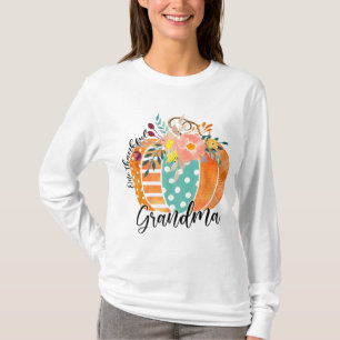 One Thankful Grandma Plaid Fall Pumpkin Thanksgivi T-Shirt