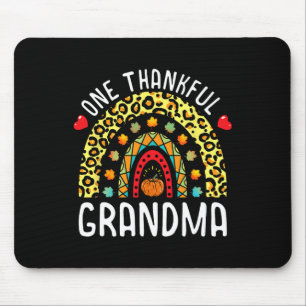 One Thankful Grandma Thanksgiving Rainbow Leopard  Mouse Pad
