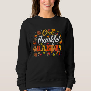 One Thankful Grandma Turkey Autumn Leaves Fall Tha Sweatshirt