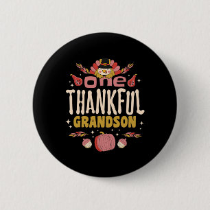 One Thankful Grandson Tee Fall Autumn Thanksgiving 6 Cm Round Badge