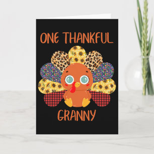 One Thankful Granny Turkey Grandma Family Thanksgi Card