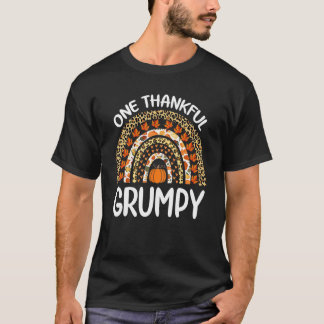 One Thankful Grumpy Thanksgiving Rainbow Leopard F T-Shirt