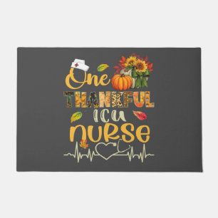 One Thankful ICU Nurse Pumpkin Stethoscope Thanksg Doormat