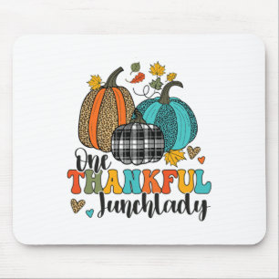 One Thankful Lunch Lady School Pumpkins Thanksgivi Mouse Pad