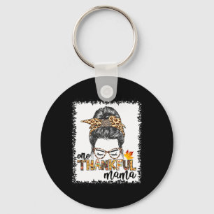 One Thankful Mama  Fall Messy Bun Thanksgiving Wom Key Ring