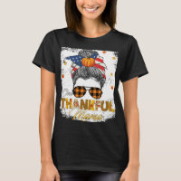 One Thankful Mama Funny Messy Bun Pumpkin Autumn 