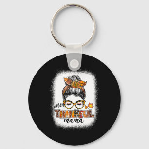One Thankful Mama Messy Bun Fall Autumn Thanksgivi Key Ring
