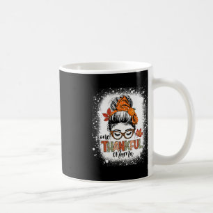 One Thankful Mama Messy Bun Mum Fall Autumn Thanks Coffee Mug