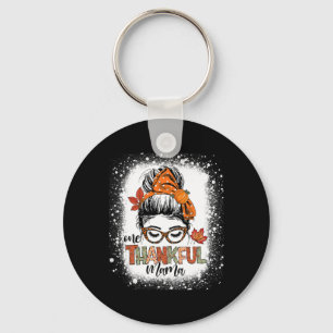 One Thankful Mama Messy Bun Mum Fall Autumn Thanks Key Ring
