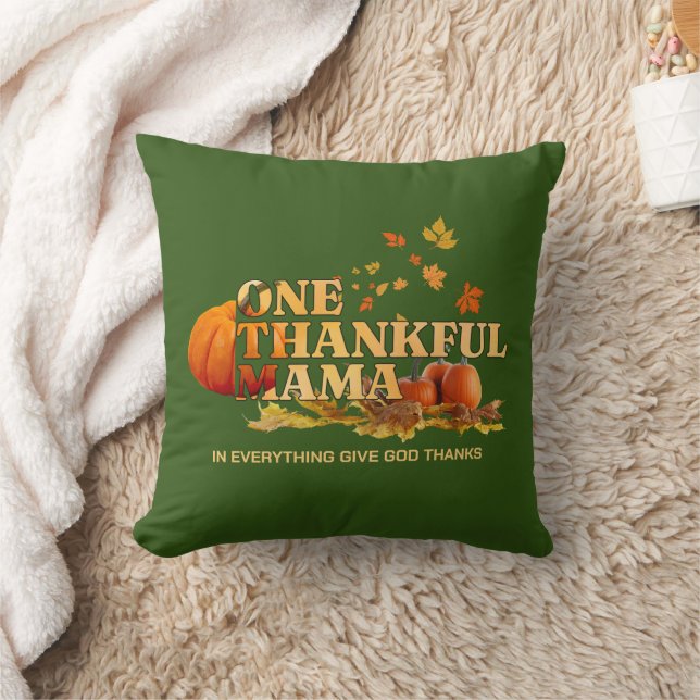 ONE THANKFUL MAMA MOM Thanksgiving Cushion (Blanket)
