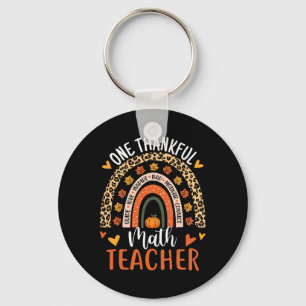 One Thankful Math Teacher Funny Thanksgiving Rainb Key Ring