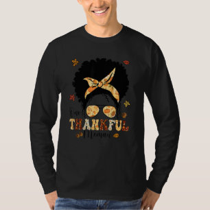 One Thankful Memaw  Messy Bun Fall Autumn Thanksgi T-Shirt