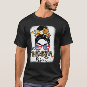 One Thankful Mini Bleached Mama Grandma Women Than T-Shirt