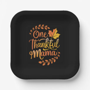 One Thankful Mum Cute Fall Thanksgiving  Autumn  Paper Plate