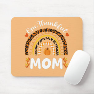 One Thankful Mum Thanksgiving Rainbow Fall Leopard Mouse Pad
