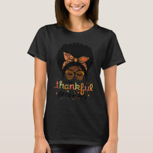 One Thankful Mummy Afro American Women Fall Thanks T-Shirt