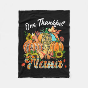 One Thankful Nana Pumpkin Fall Autumn Thanksgiving Fleece Blanket