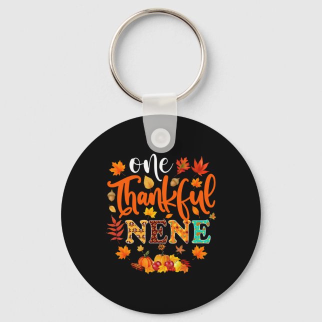 One Thankful Nene  Funny Fall Autumn Thanksgiving  Key Ring (Front)
