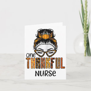 One Thankful Nurse Leopard Bun Thanksgiving Fall S Card